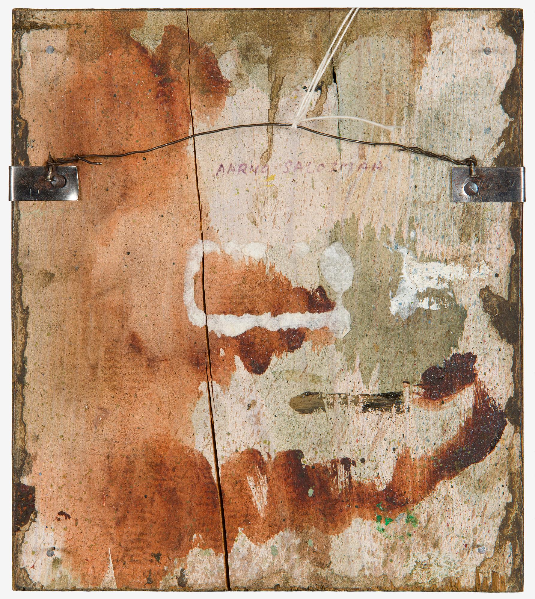 Aarno Salosmaa, Composition in metal on wood.