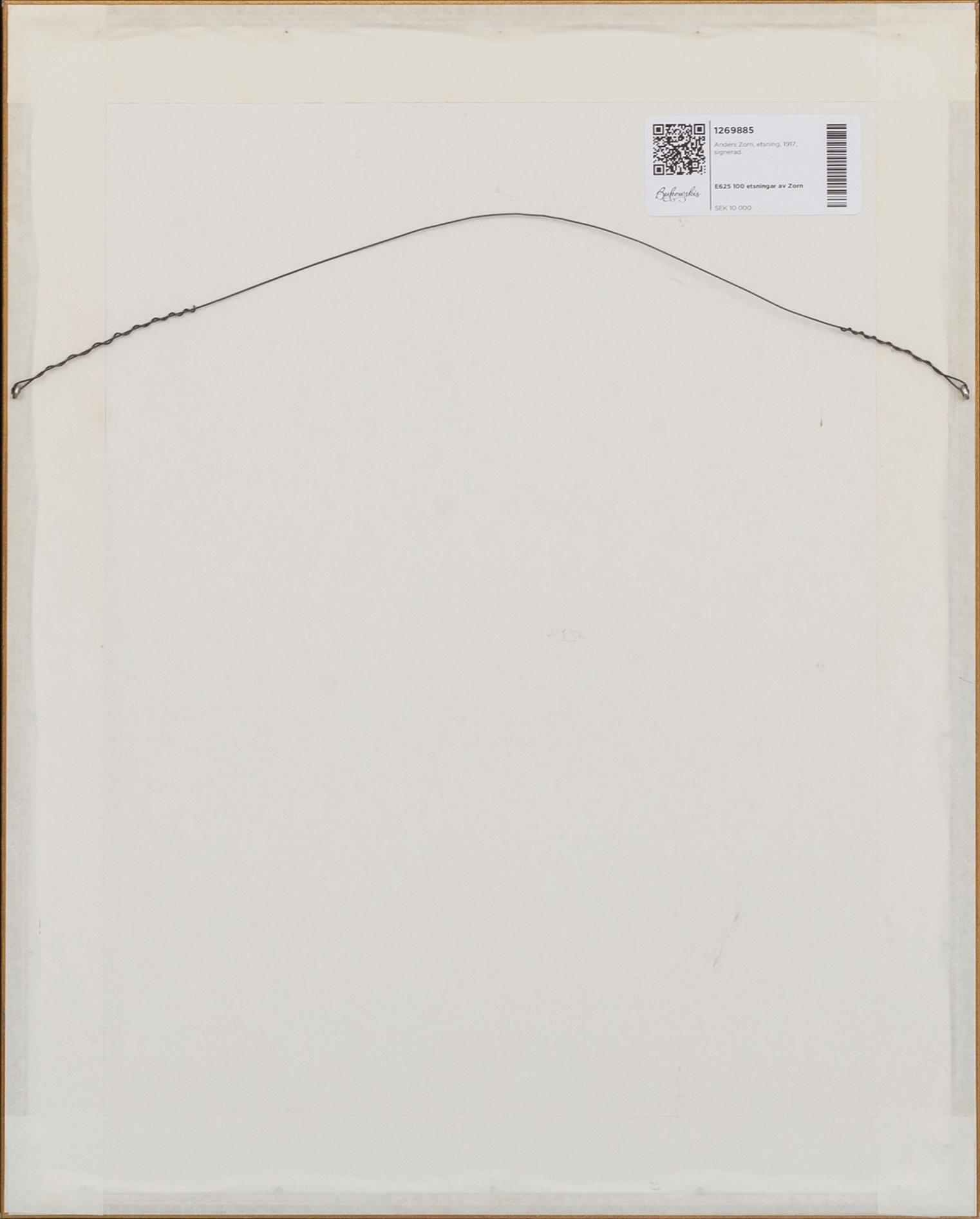 Anders Zorn, a signed etching from 1917.