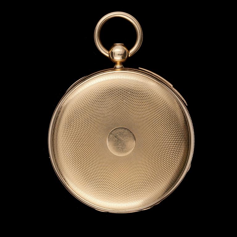 A Jules Jürgensen gold pocket watch, chronograph and repeater. Copenhagen, second half 19th century.