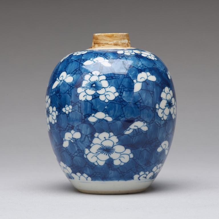 A blue and white tea caddy, Qing dynasty, Kangxi (1662-1722).