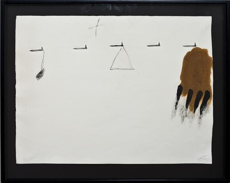 ANTONI TÀPIES, carborundumetsning, sign o numr. 9/75.