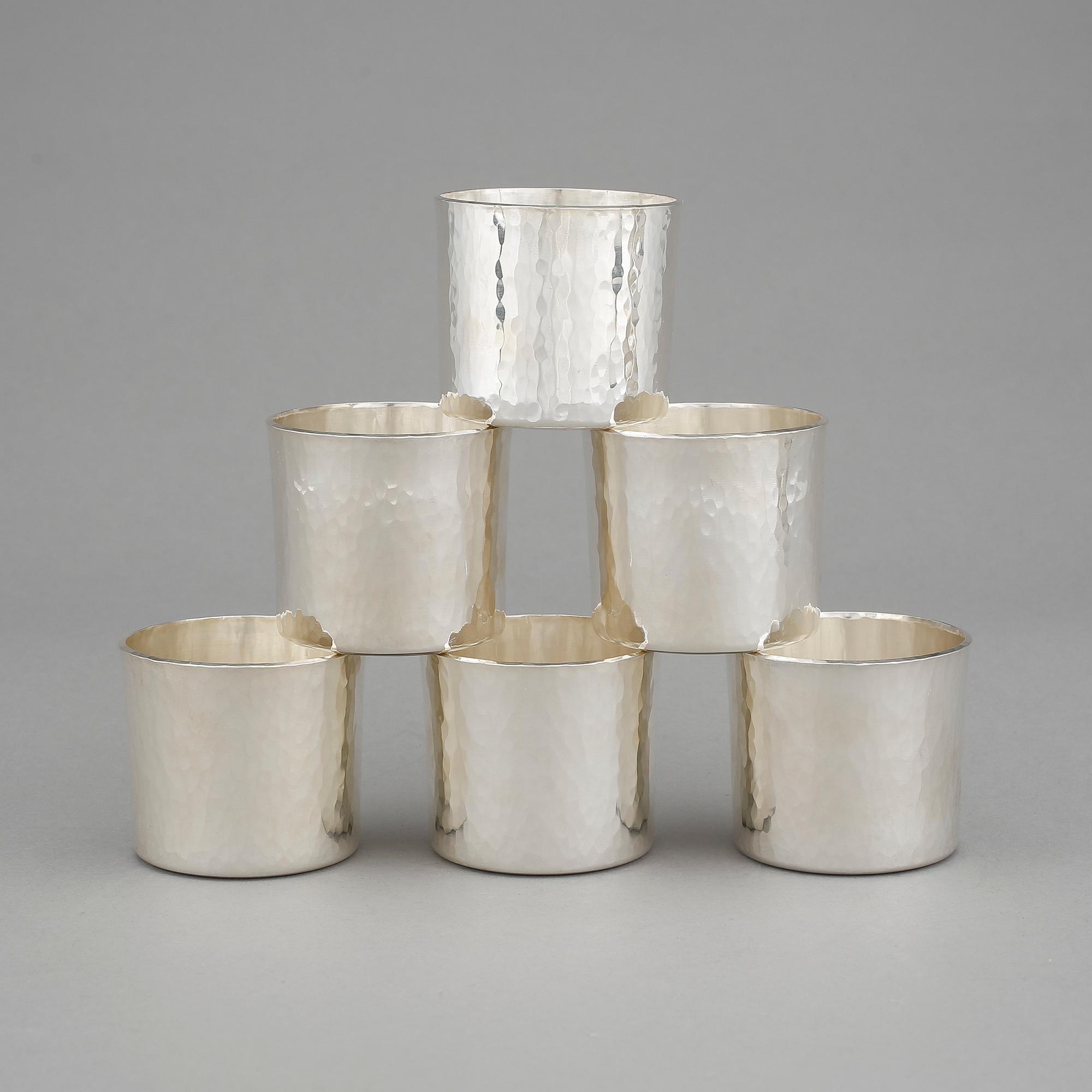BÄGARE, 6 st, silver, Kurt Ribbhagen, Stockholm, 1980, vikt ca 867 gram.