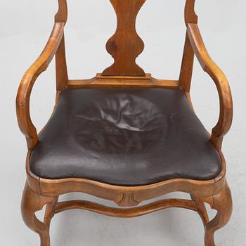 A pair of Swedish rococo armchairs, mid 18th century.