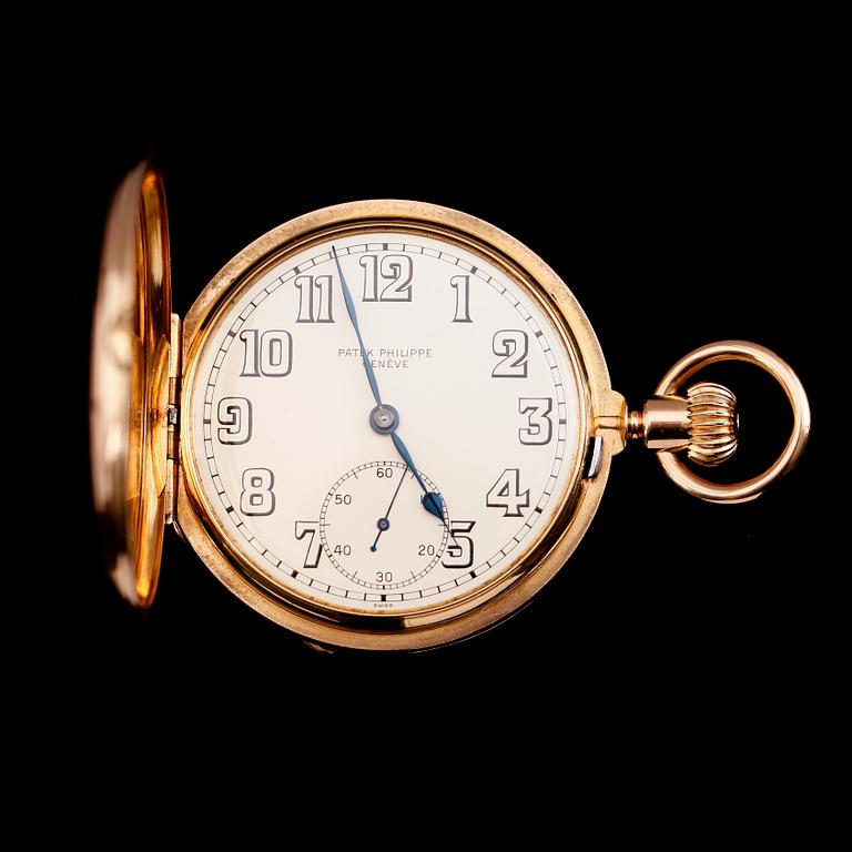 FICKUR, 18 k guld, Patek Phillippe, Genève,savonett, daterad september 1884. Total vikt med urverk 122 g.