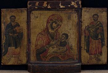A Greek 19th century triptych icon.