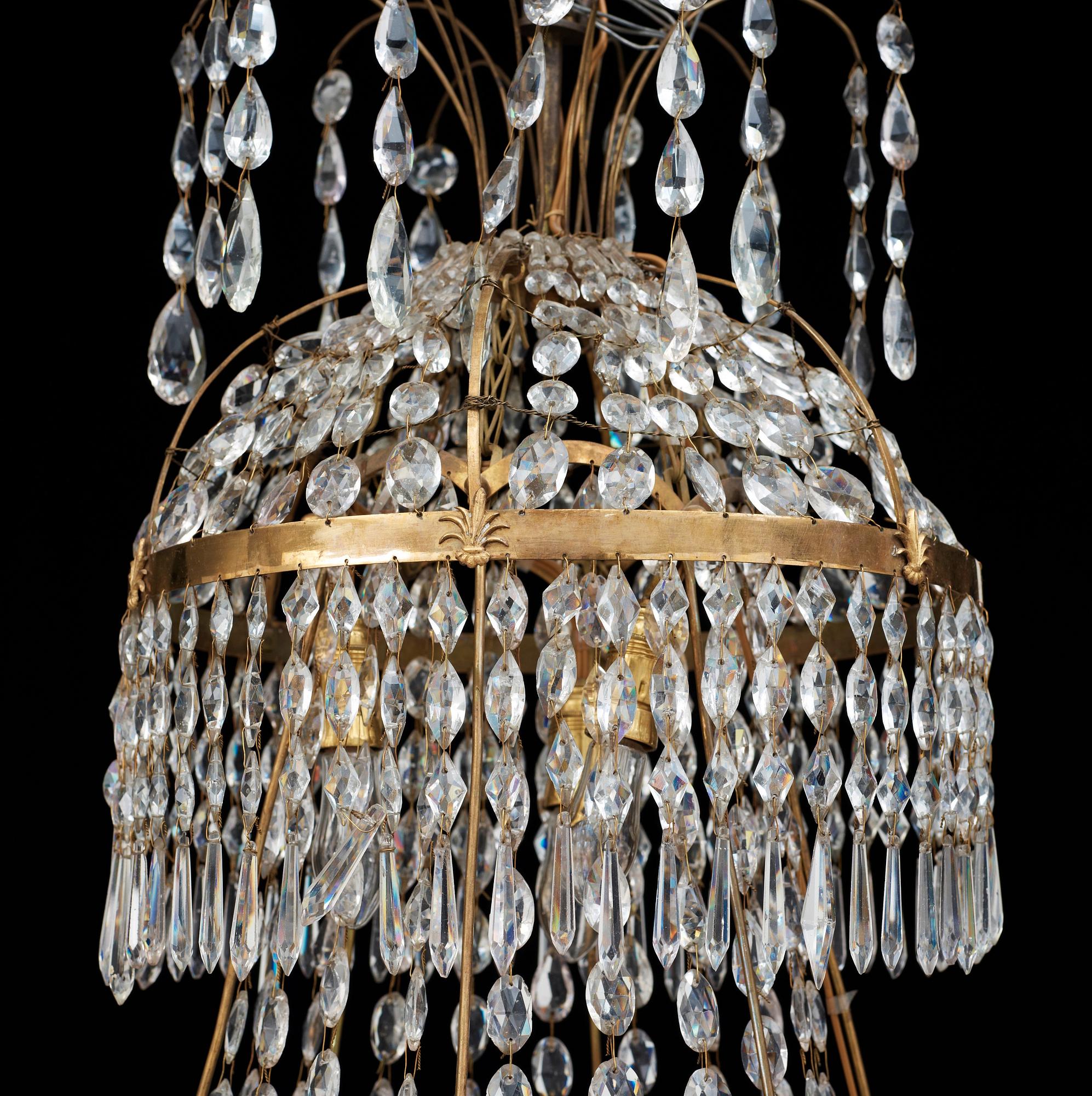 A late Gustavian circa 1800 twelve-light chandelier.