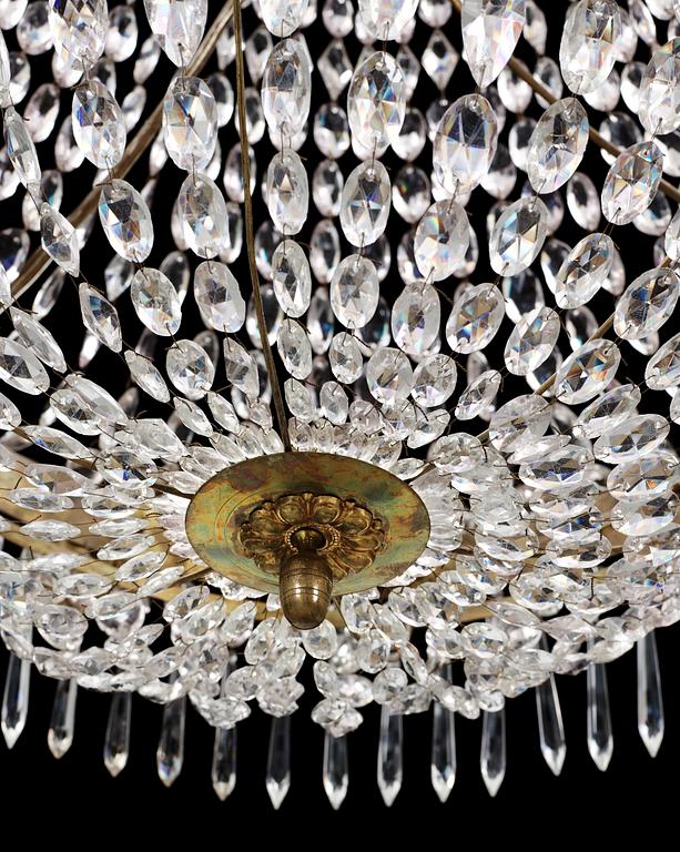 A Swedish Empire seven-light chandelier.