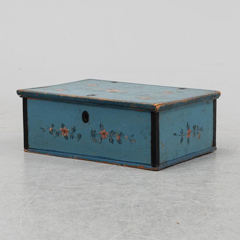 A painted Swedish box, 19th Century.