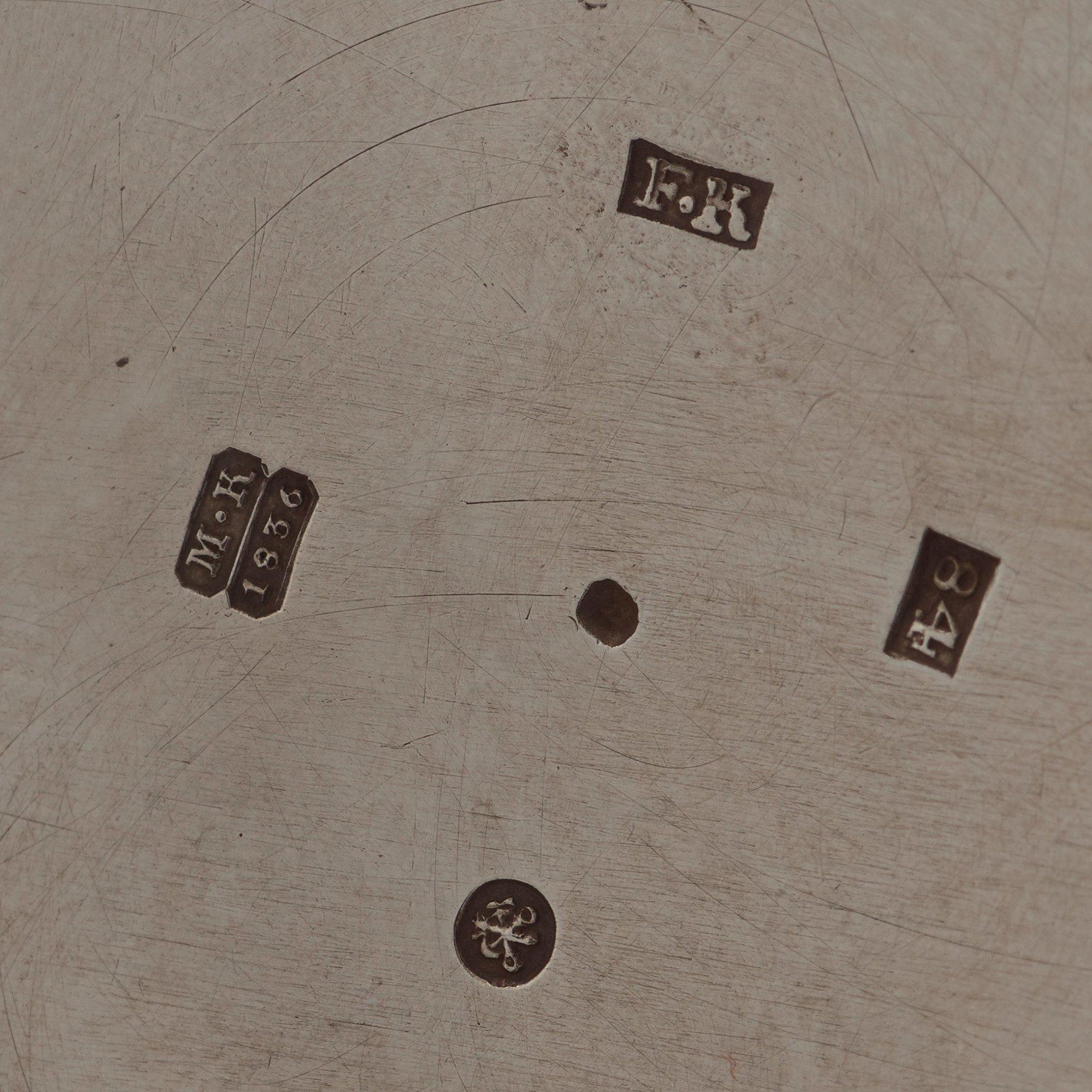 TE- OCH KAFFESERVIS, 5 delar, silver, icke identifierad mästarstämpel FK, S:t Petersburg 1837.