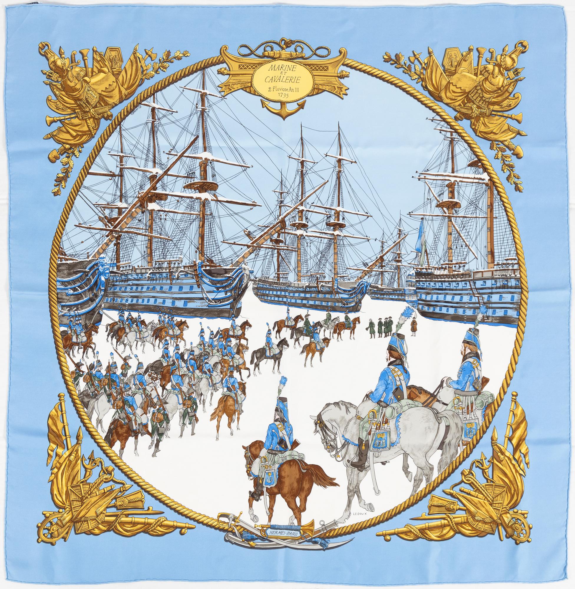 Hermès, scarf, "Marine et Cavalerie".