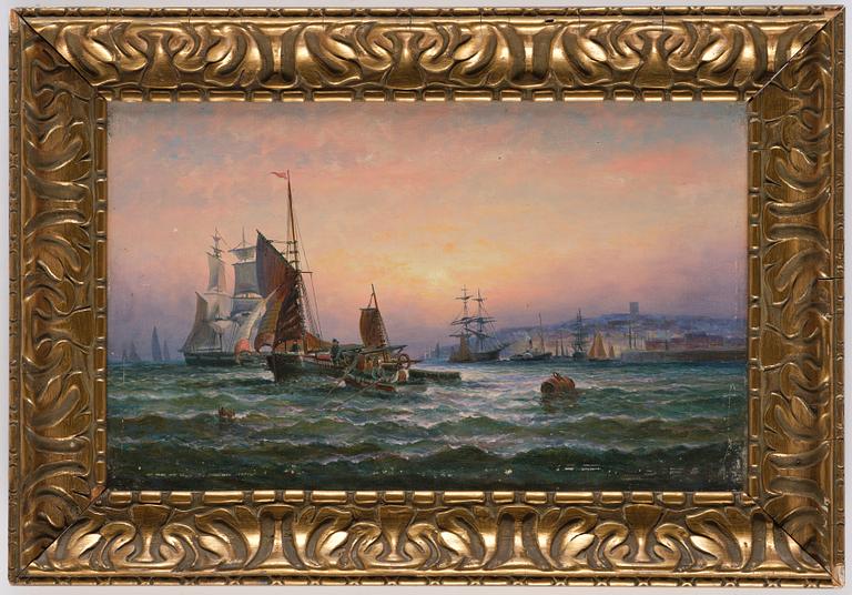 Ships at sunset.