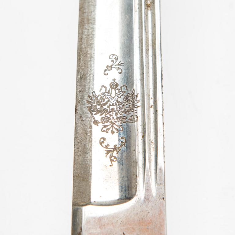 An Imperial Russian dragoon officer's shashka m 1881-1909, manufacturer's mark Zlatoust.