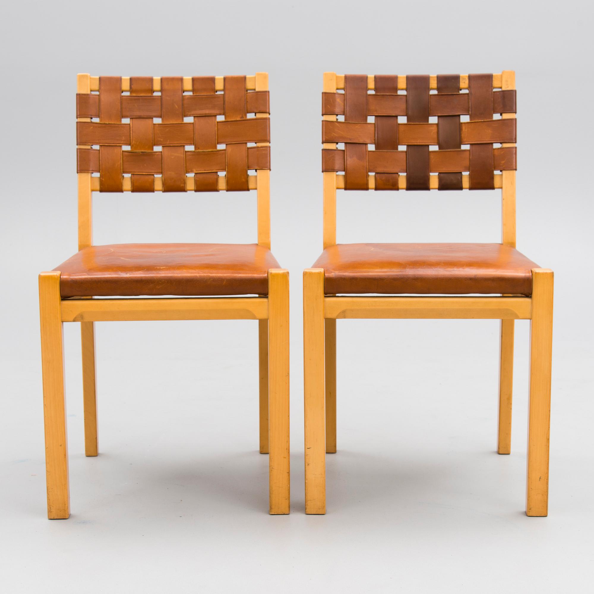 AINO AALTO, STOLAR, ett par, 615, Artek, 1900-talets mitt.