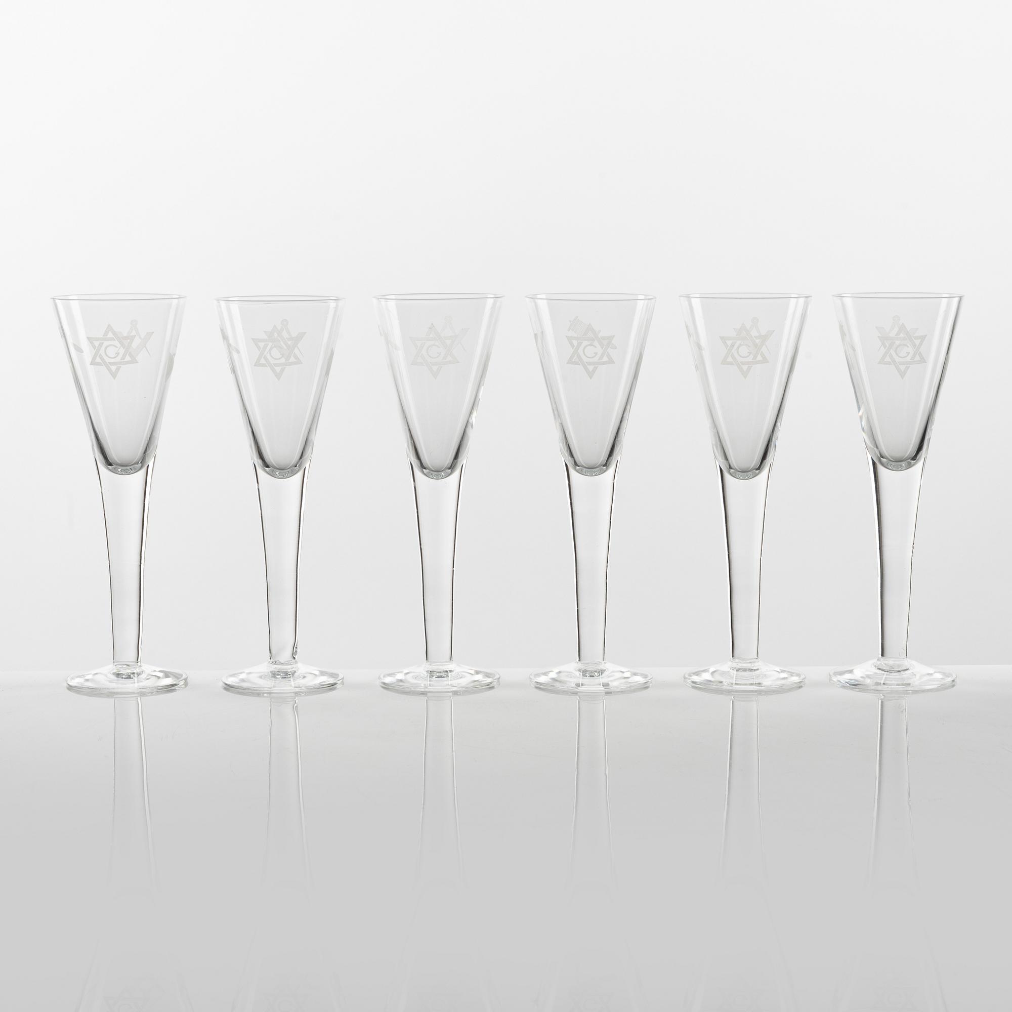 Snapsglas, 6 st, 1900-tal.