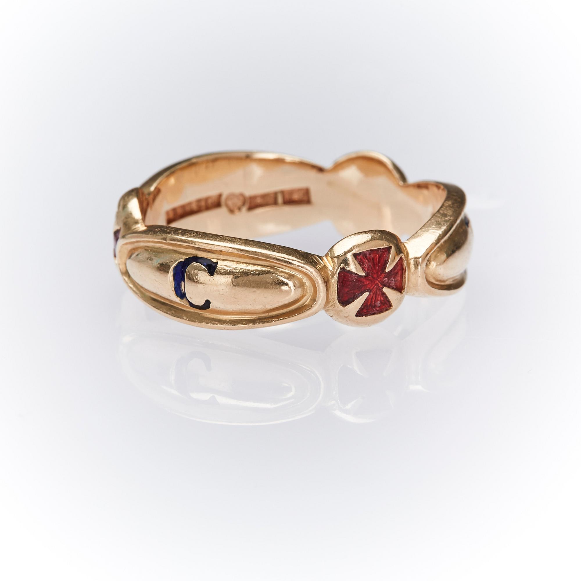 RING, 18k guld med emalj, Guastav Dahlgren, Malmö 1972. Vikt ca 11 g.