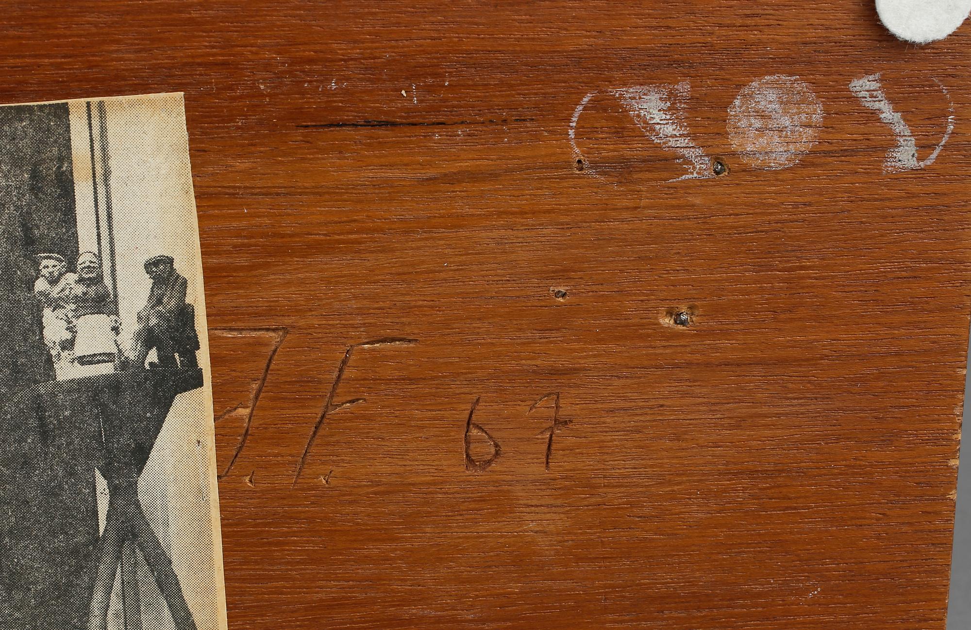 OKÄND KONSTNÄR, trä. John Ferneborg. Signerad och daterad 67.