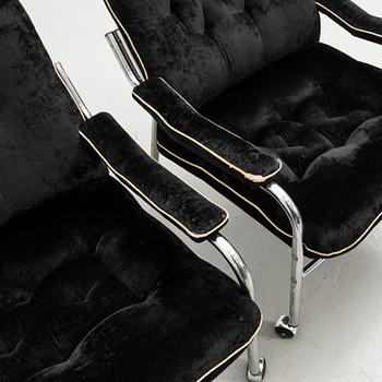 Armchairs, a pair, 1970s.