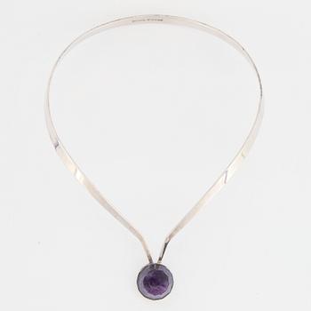 COLLIER silver med ametist.