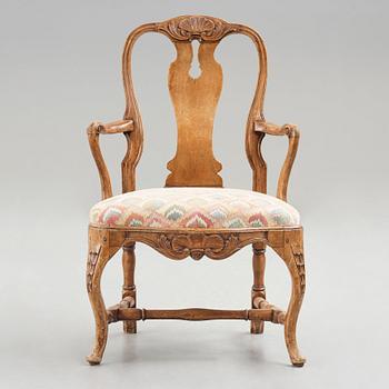 Karmstolar, fyra stycken, 1700-talets andra hälft, Rokoko.