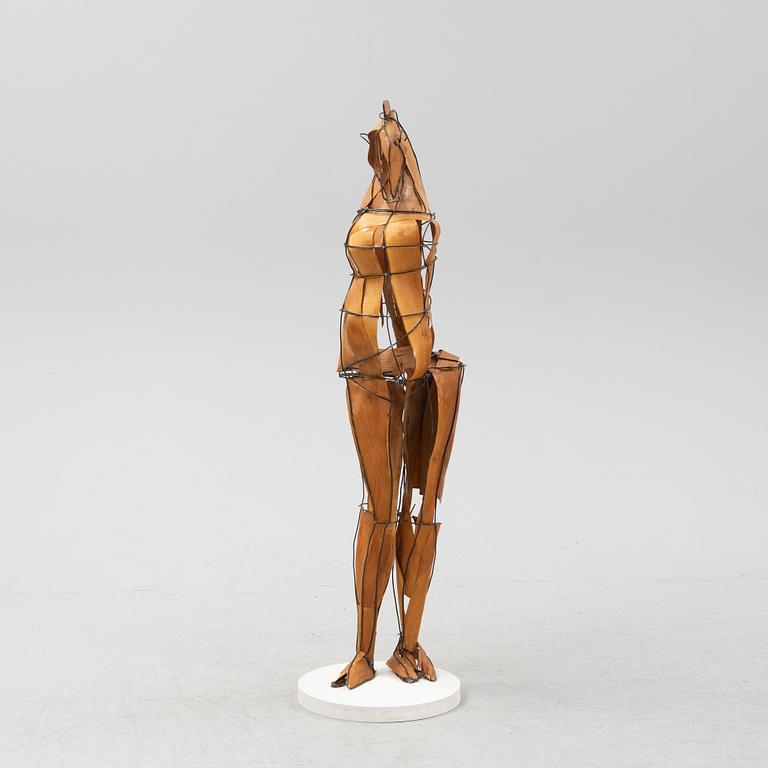 Kjell Landfors, sculpture, wire & veneer, signed and dated 1990.