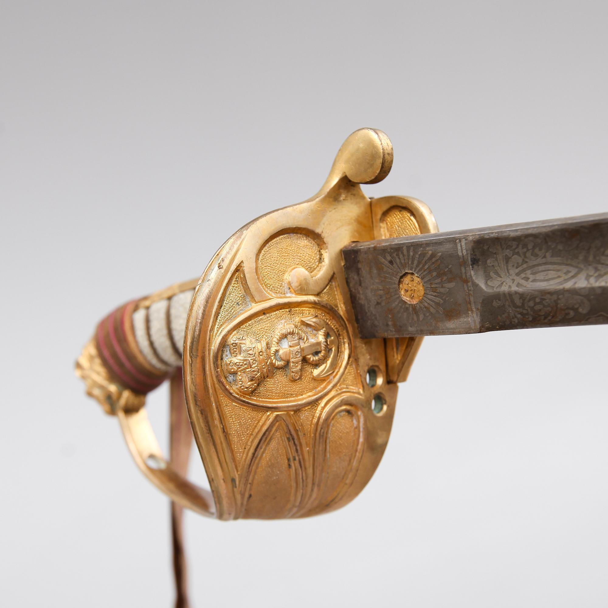 SABEL, klinga märkt Silver & Co, 66 Cornhill, London, för marinofficer, 1800-talets andra hälft.