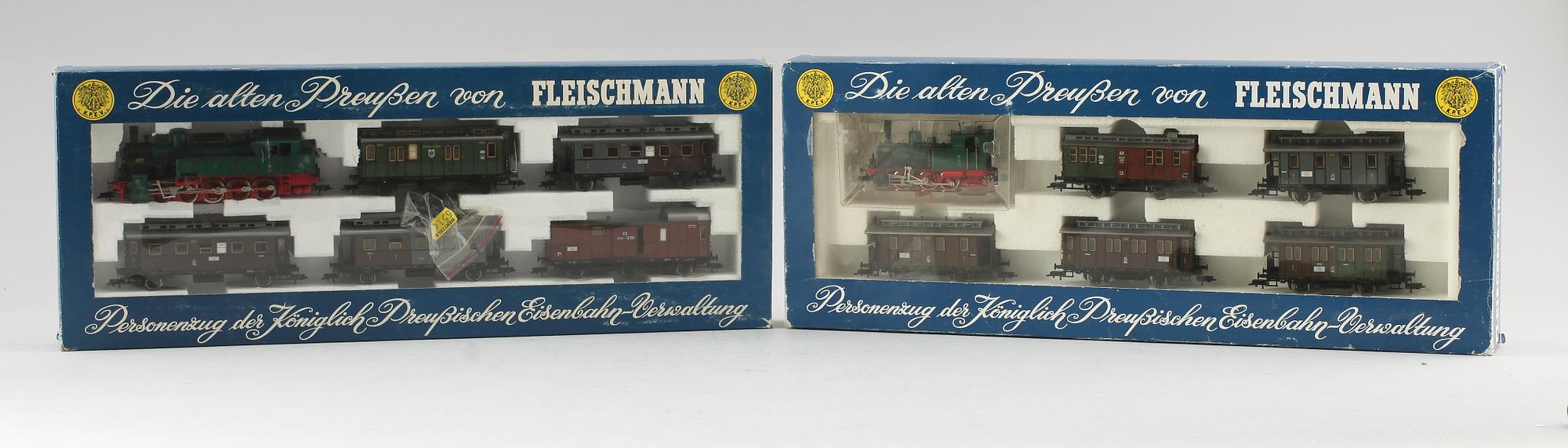 MODELLTÅGSSET, 2 st, Fleischmann, Tyskland.