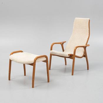 Yngve Ekström, a 'Lamino' armchair with footstool, Swedese, Vaggeryd, Sweden.