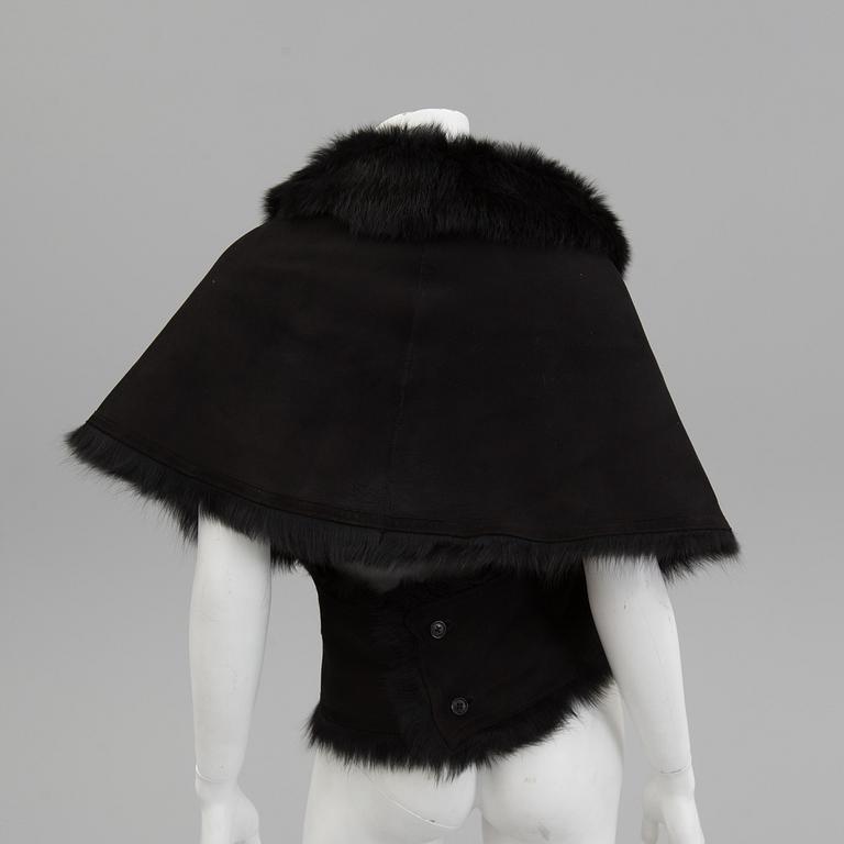 RALPH LAUREN, a black lambfur shawl / stola, size M.