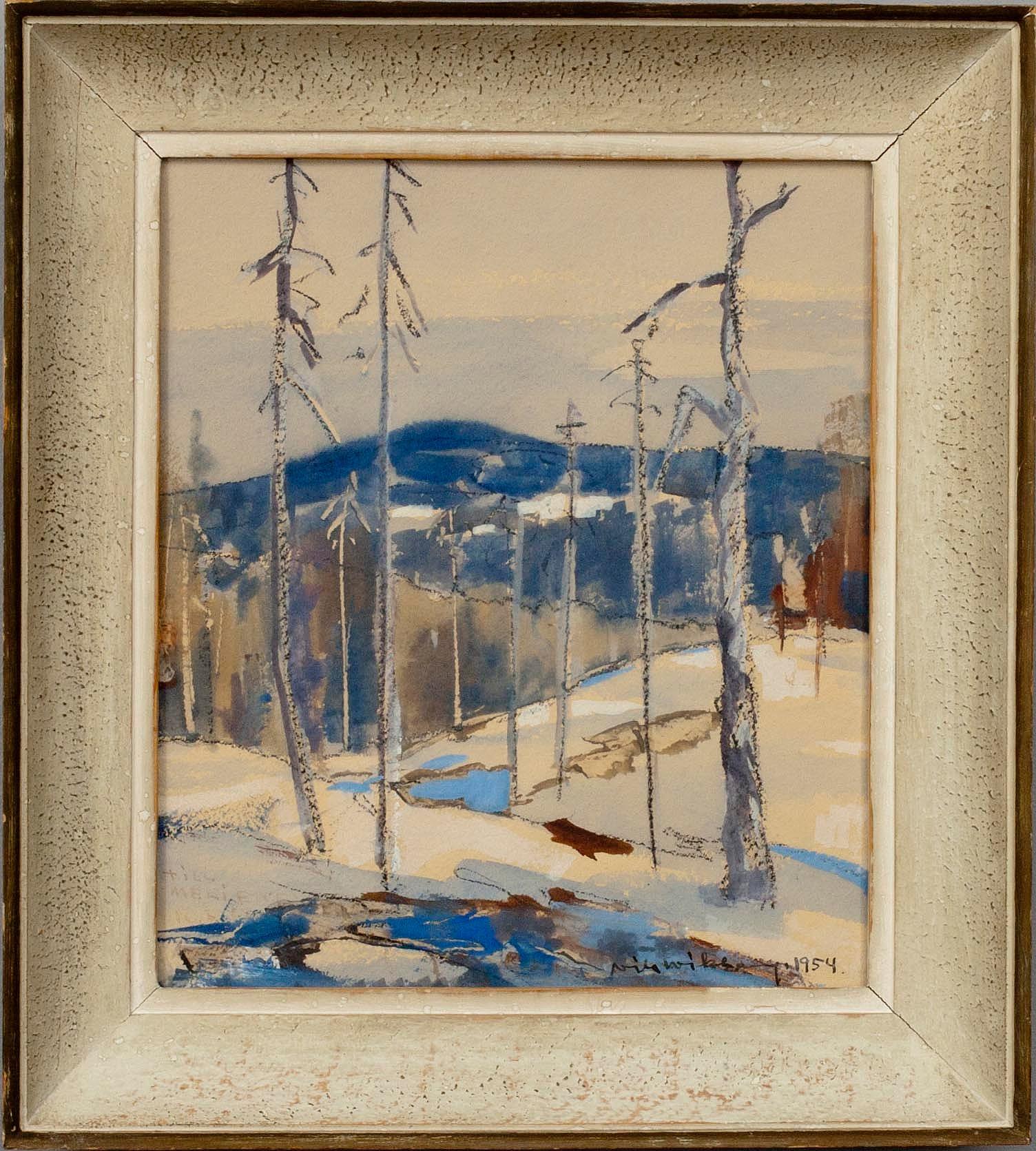 NILS WIKBERG, vesiväri, signeerattu ja päivätty 1954.