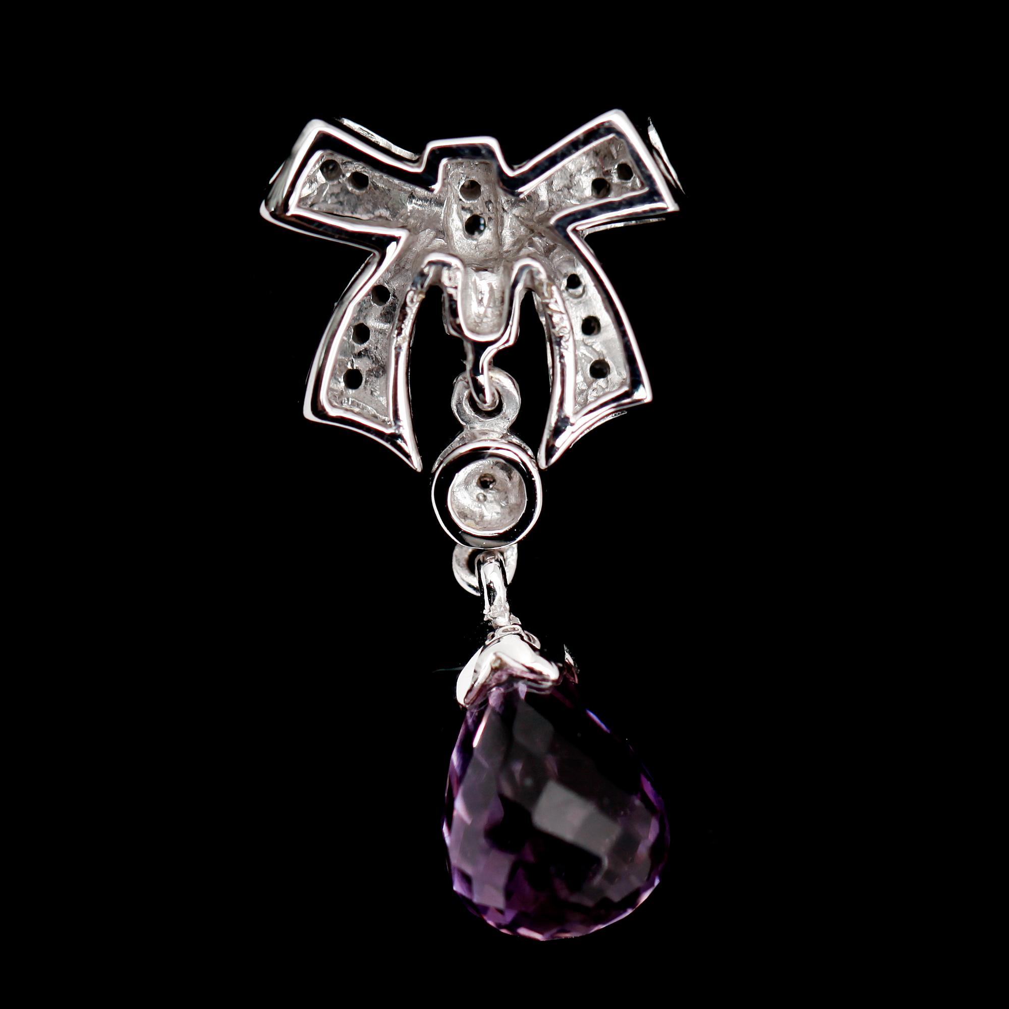 HÄNGE, 9 k vitguld, diamanter samt ametist ca 3.0 ct.