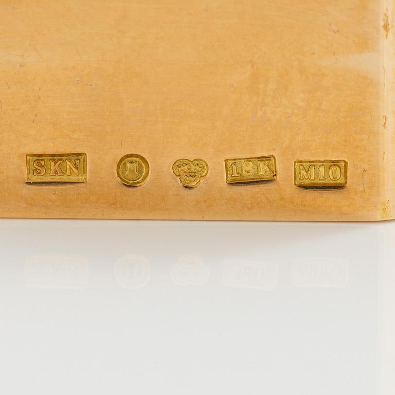 Kristian Nilsson, hänge 18K guld med en fasettslipad citrin, ametist pch peridot. Stockholm, 1986.