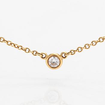 Tiffany & Co, Elsa Peretti, halsband, 18K guld och diamant ca 0.05 ct. Märkt Tiffany & co, Peretti.