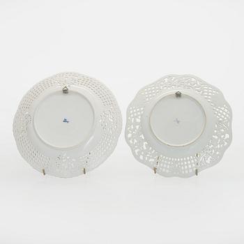 Meissen, four porcelain plates, 19th–20th century.