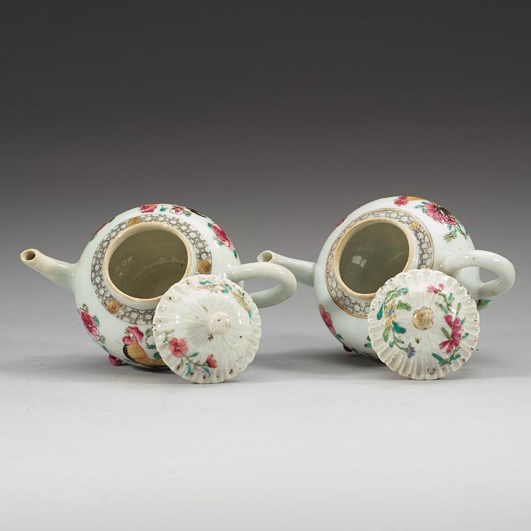A pair of famille rose teapots with covers, Qing dynasty, Qianlong (1736-95).