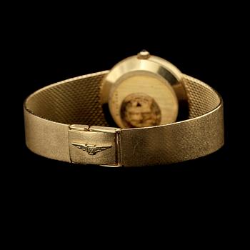 HERRARMBANDSUR, Longines, 18k guld med blå safirknopp, 1900-tal. Vikt 84 g.