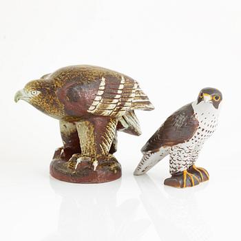 Lisa Larson, two figurines, 'Kungsörn' and 'Pilgrimsfalk', for Nordiska Kompaniet in cooperation with WWF, Gustavsberg.