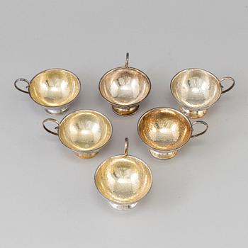 K&E CARLSON, PUNSCH BÄGARE, 6 st, Silver, Göteborg, 1945.
