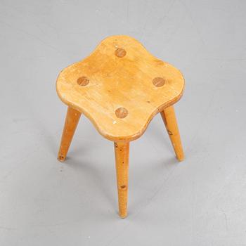 A pinewood stool, mid 20th Century.
