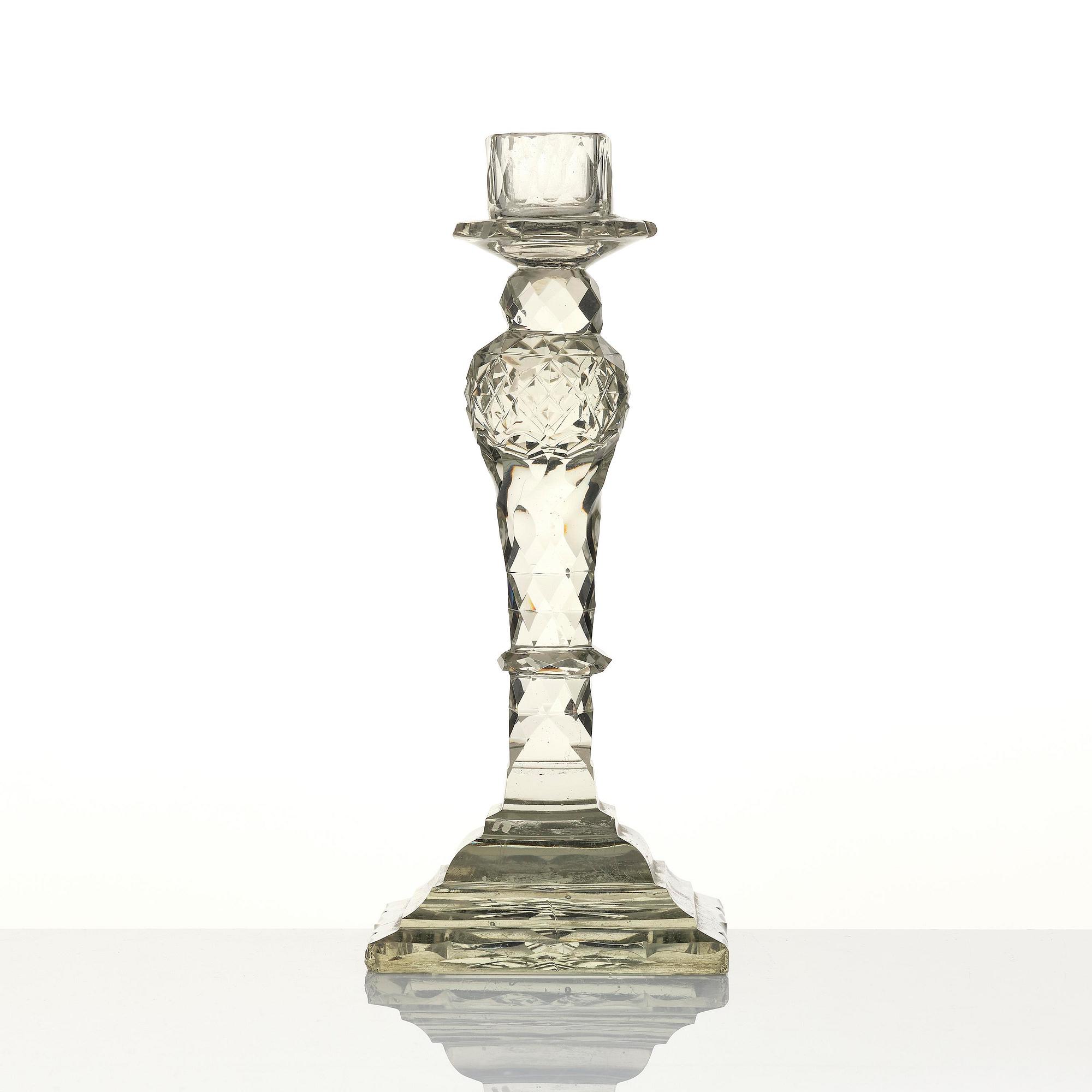 An Anglo-Irish cut glass candle stick, 18th century.