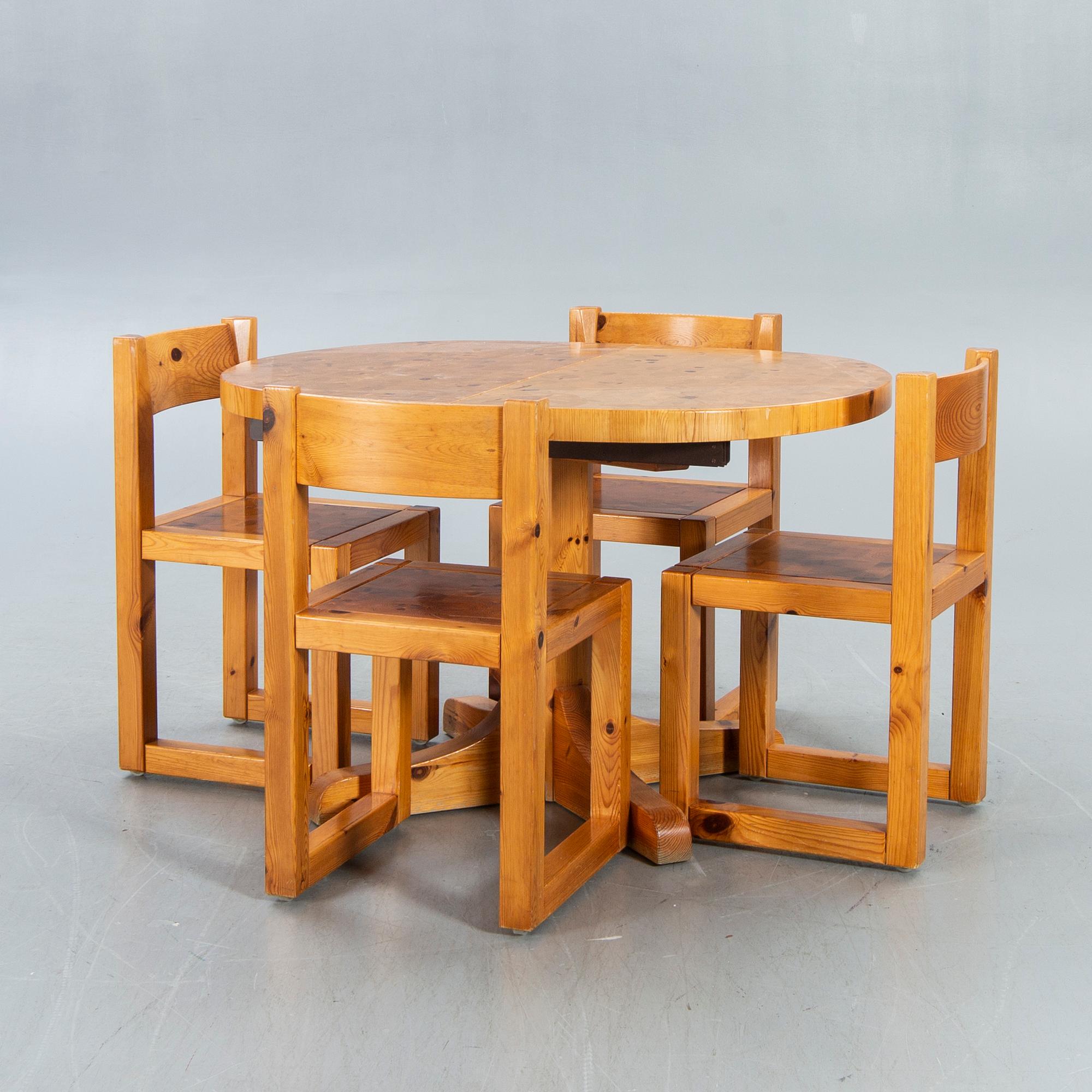 A five pcs Möbelmäster pine 1970s dining group.