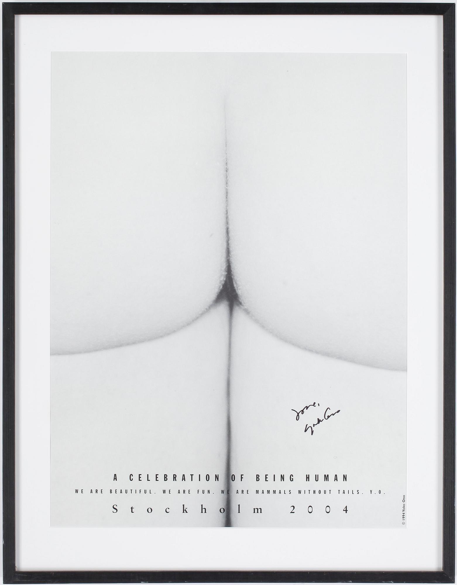 UTSTÄLLNINGSAFFISCH, offsettryck, signerad av Yoko Ono, Stockholm, 2004.