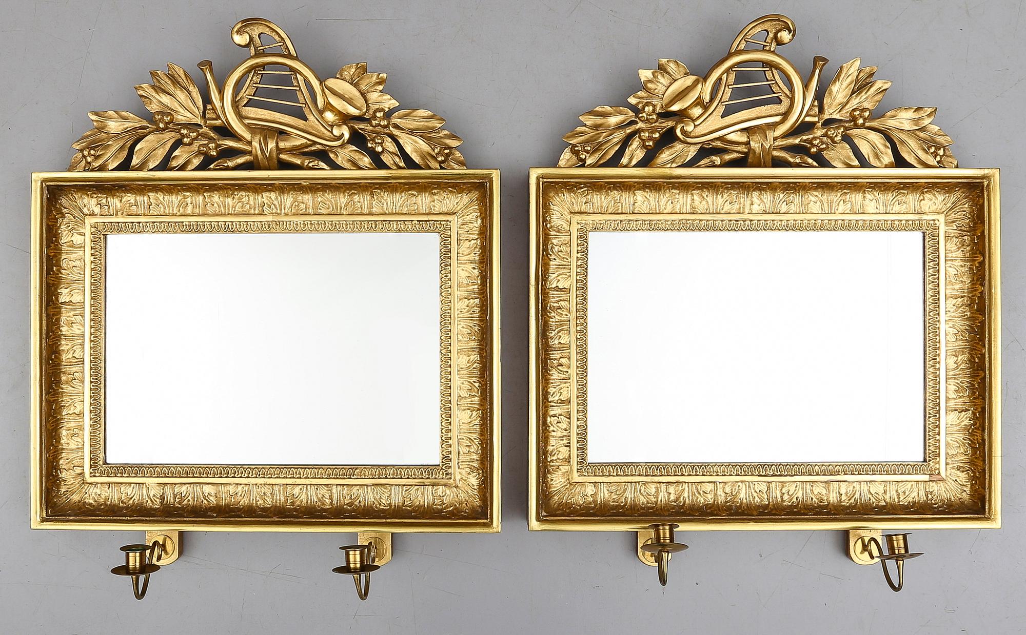 SPEGELLAMPETTER, 1 par, empirestil, 1800-talets mitt.