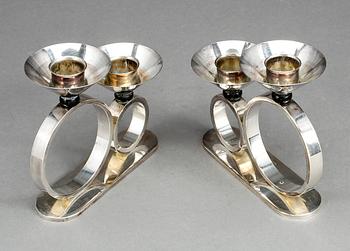 KANDELABRAR, ett par, nysilver, N.F.S, art déco, 1930/40-tal.