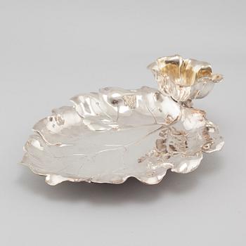 A silvered metal serving dish, early 20th century.