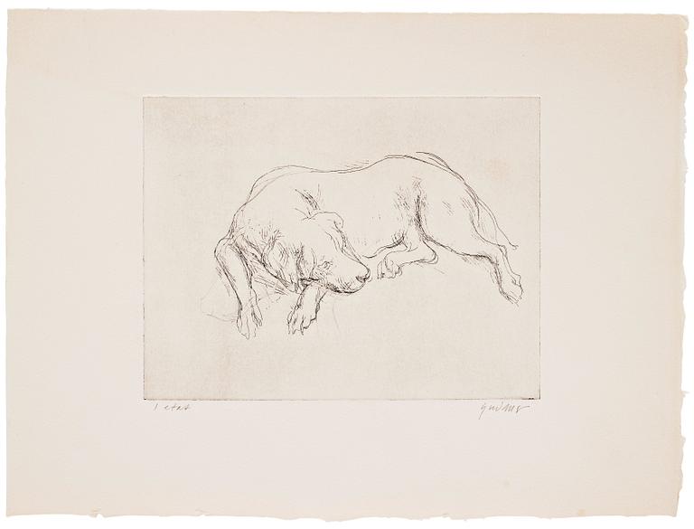 Gudmar Olovson, etching. Signed Gudmar and numbered 1 in pencil.