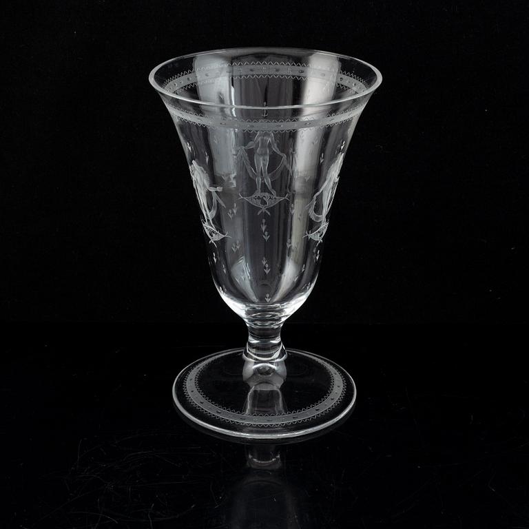 Simon Gate, glass goblet, signed and dated 1929.