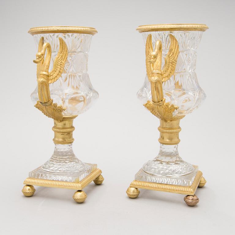 A PAIR OF RUSSIAN URNS, empire style, early 20th century.