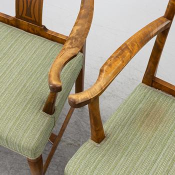 Carl Malmsten, Armchairs a pair, chairs a pair, "Haga", Nordiska Kompaniet, 1920s.