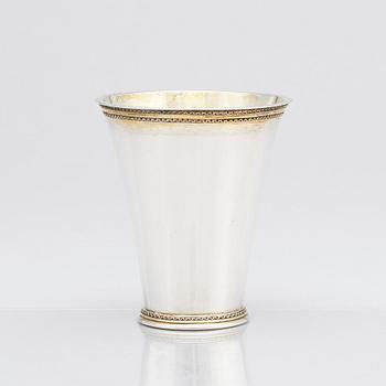 A Swedish 18th century parcel-gilt silver beaker, mark of Abraham Wirgman, Göteborg, 1715.