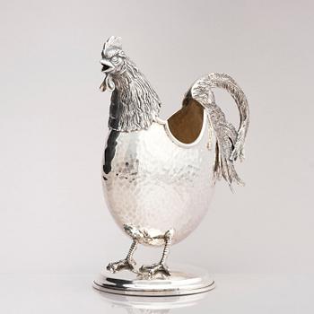 Kanna i form av tupp, sterlingsilver, 1900-talets andra hälft.